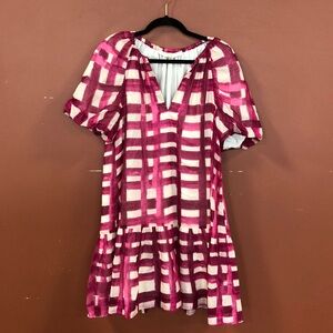 Marie Oliver pink ginghamstriped dress size small